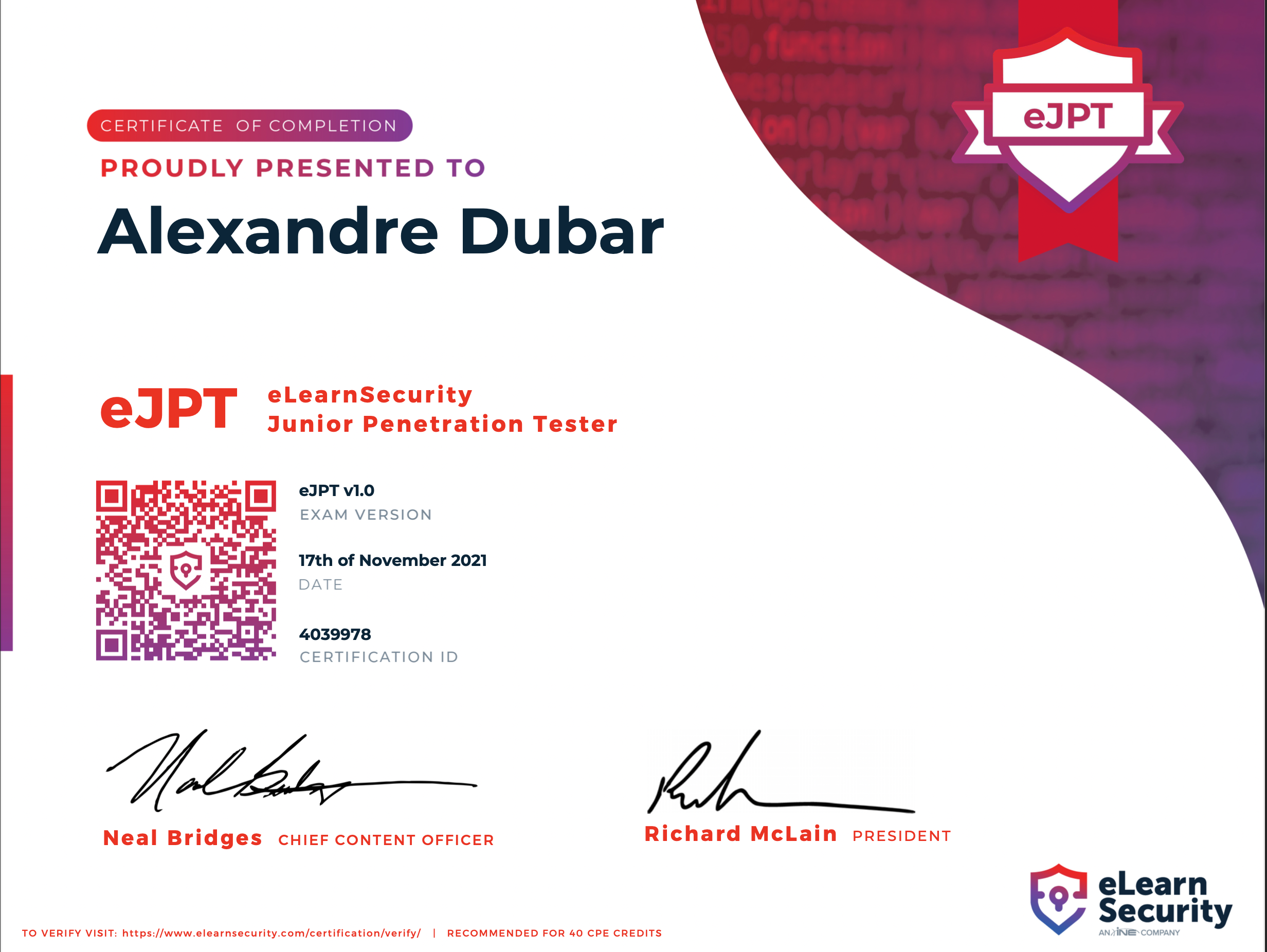 My first pentester certification